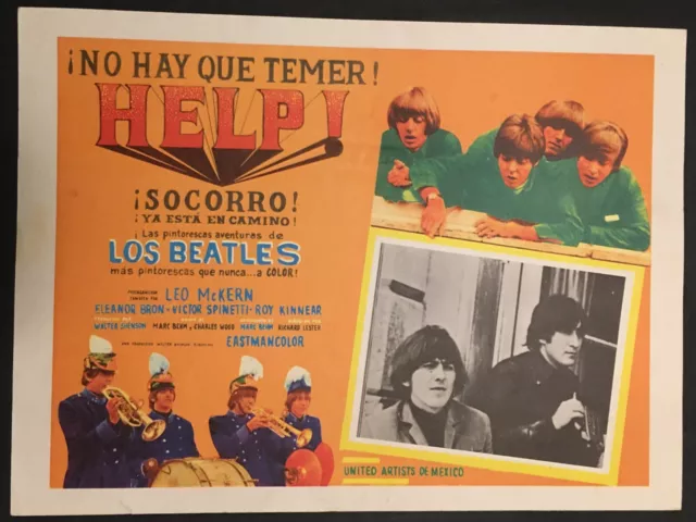 HELP! The Beatles John Paul George and Ringo Original Mex Lobby Card NM !
