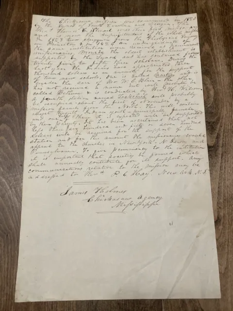 HAND WRITTEN 1820s ORIGINAL LETTER  Chickasaw Agency NATIVE AMERICAN Mississippi