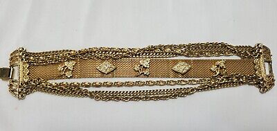 Vintage Gold Victorian Revival Mesh Chain Pearl Beaded Bracelet