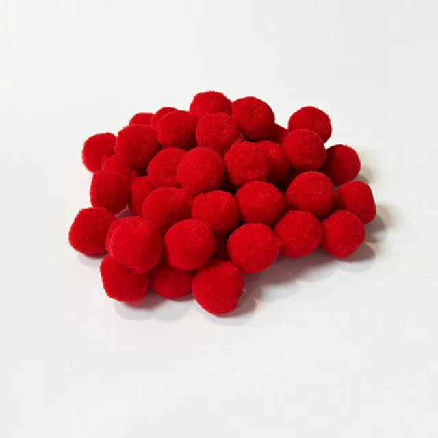 SALE 15mm Pom Poms High Quality Polyester Craft PomPoms Red 50 Pieces NEW