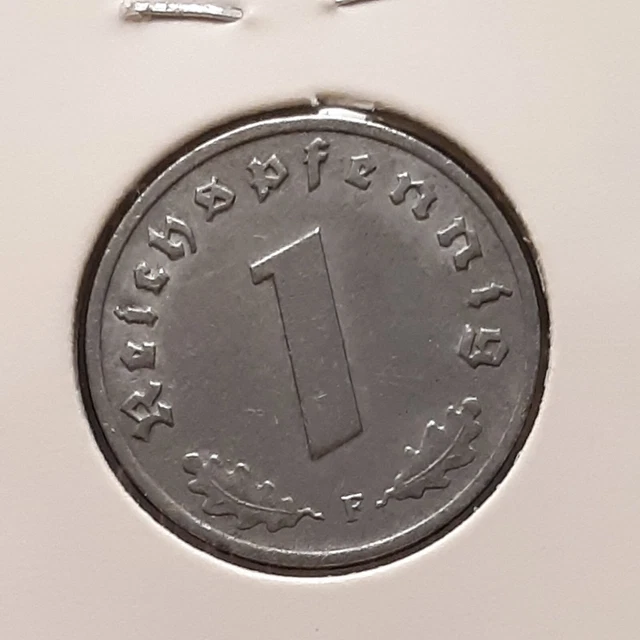1943 F ~  1 Reichspfennig ~ WWII Germany ~ German circulated coin , ww2