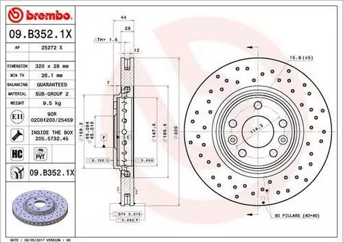 DISCOS DE FRENO BREMBO + PASTILLAS DELANTERAS Ø320 para RENAULT LAGUNA III 4000802 2