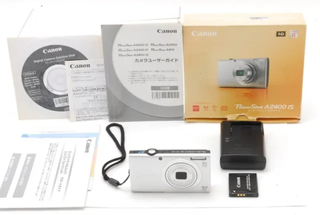 【NEAR MINT/Box】Canon PowerShot A2400 IS HD 16MP Digital Camera Silver From JAPAN
