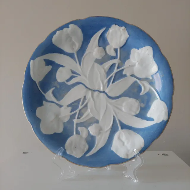 Antique Art Nouveau Limoges France Porcelain  Hand Painted Floral Plate  11"