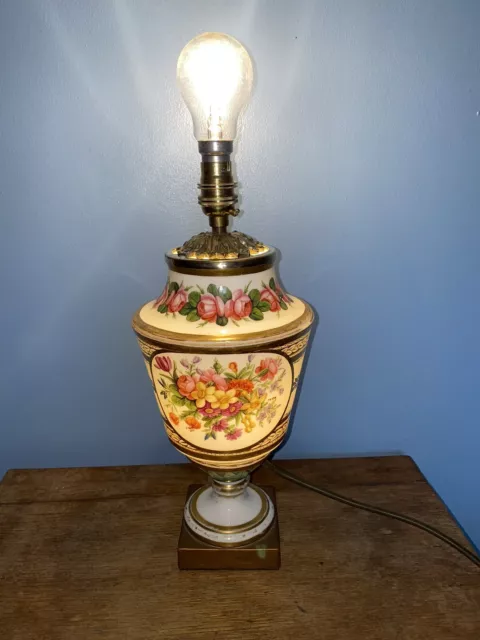 Stunning Vintage French Handpainted Floral Lamp 2