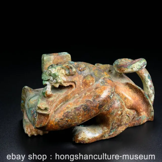 5.2" Chinese Marked Old Hetian Jade Carving Beast Animal Statue Sculpture