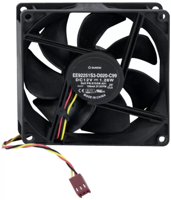 VENTILADOR DELL 0X755M EE92251S3-D020-C99 92x92x25mm 3-PIN 12V 1.26W