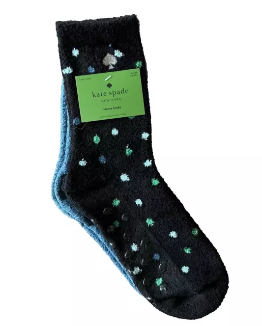 kate spade Non-Slip Fuzzy Crew Gripper Slipper Socks 2 Pair, Green, Light  Purple