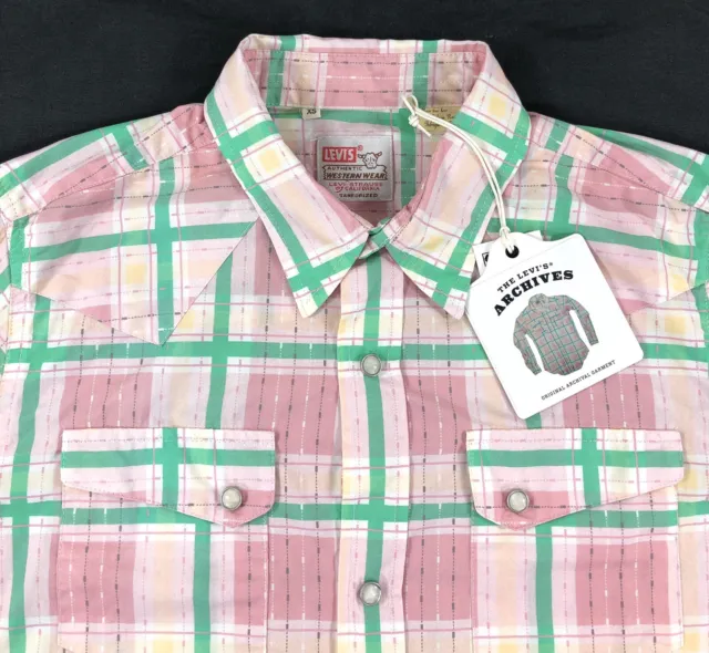 NEW Levis Vintage Clothing Shirt Mens XS Shorthorn Pearl Snap Western LVC I5