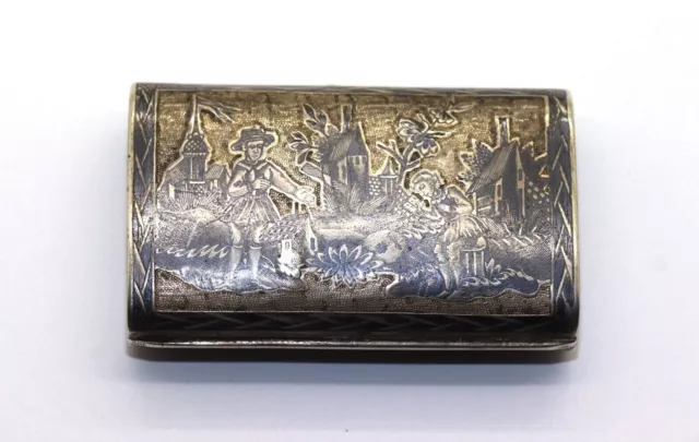 Russisches antikes Silber Niello Zigarettenetui 84 Punze, Niello Silber Russland