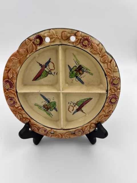 VINTAGE 1920’/30’s-Hotta Yu Shoten & Co- MAJOLICA Divided Plate-Made in Japan
