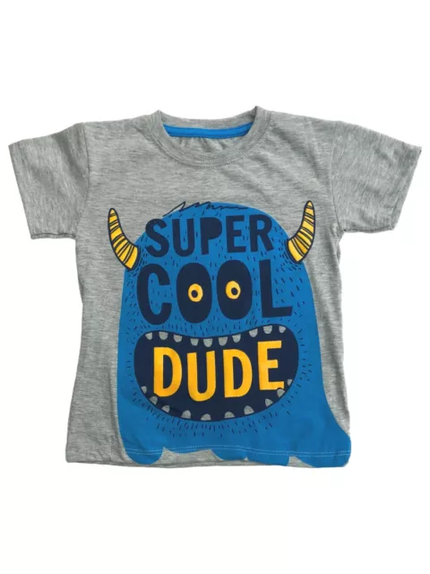 Blue Theory Toddler Boys Gray Short Sleeve Super Cool Dude Monster Tee Shirt
