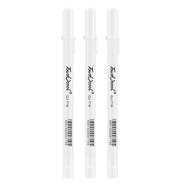 3Pack White Gel Ink Marker Pen Drawing Art Painting Tool 0.8MM Super-Smooth