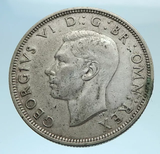 1941 Great Britain United Kingdom UK GEORGE VI Silver Half Crown Coin i77679