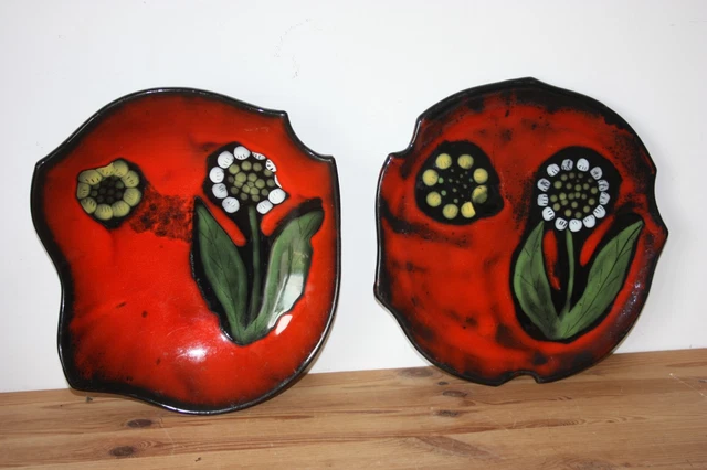 Lot De 3 Plats Céramique Bordés Rotin – Artisanat Vietnamien – Vintage 1995