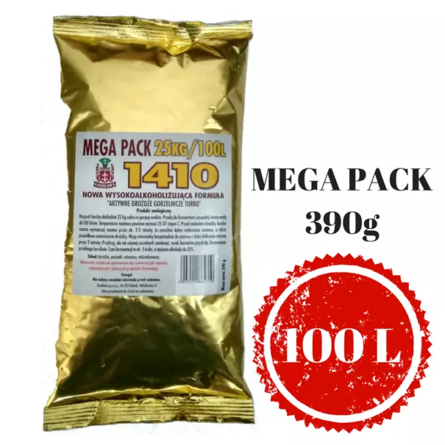 Gozdawa 1410 MEGAPACK 100L Turbohefe turbo yeast Alkohol Brennhefe Gärhefe 390g