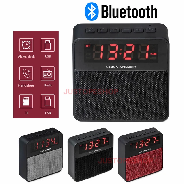T1 WIRELESS BLUETOOTH Stereo Speaker LED Alarm Clock FM Radio MicroSD