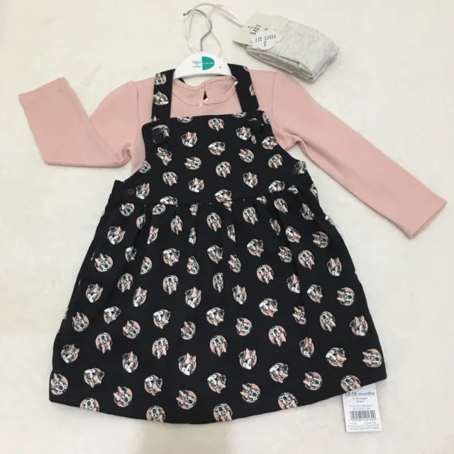 Girls 12-18 Months George Minnie Mouse Pinafore Dress Outfit BNWT