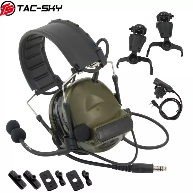 TS TAC-SKY COMTA II Tactical Hearing Protection Headset+U94 PTT+ARC Rail Adapter