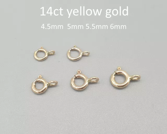 14ct Yellow Gold Clasp 14K 585 4.5mm 5mm 5.5mm 6mm Bolt Spring Ring Replacement