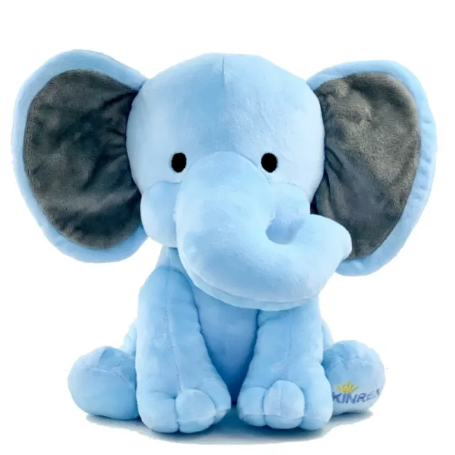 KINREX Stuffed Elephant Plush Animal Toys for Baby, Boy, Girls - Blue 9 Inches