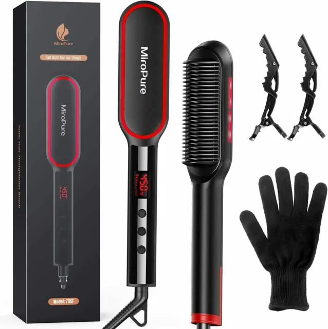 Hair Straightener Brush Hair Straightening Iron with Built-in Comb portable