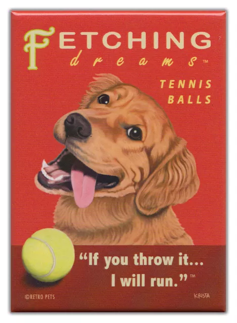 Retro Perros Refrigerador Imanes: Golden Retriever Tenis Vintage Publicidad