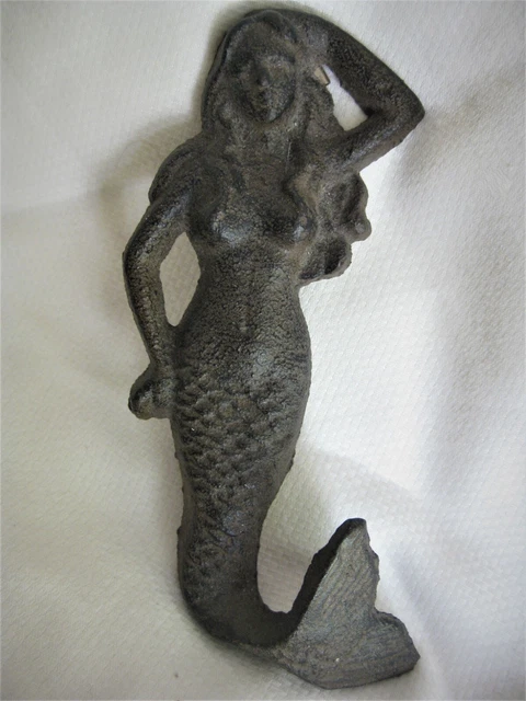 Rustic Cast Iron MERMAID HOOK Wall Hanger Decor Beach Nautical Towel Holder