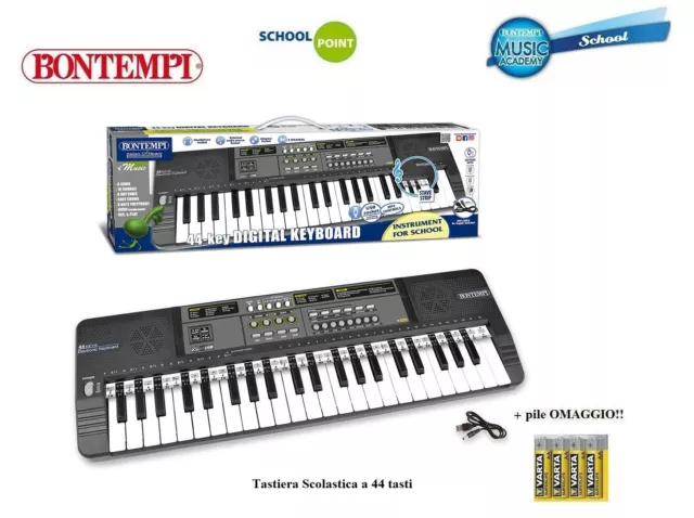 BONTEMPI 15 4480 TASTIERA SCOLASTICA PIANOLA 44 TASTI 3 OTTAVE CON USB e 4 PILE