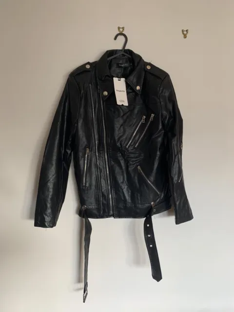 Men’s Black Japanese Leather Biker Jacket W/ Zips & Belt
