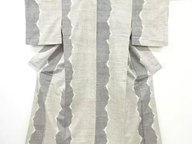 6574969: Japanese Kimono / Antique Kimono / Fushi Tsumugi / Woven Abstract Patte