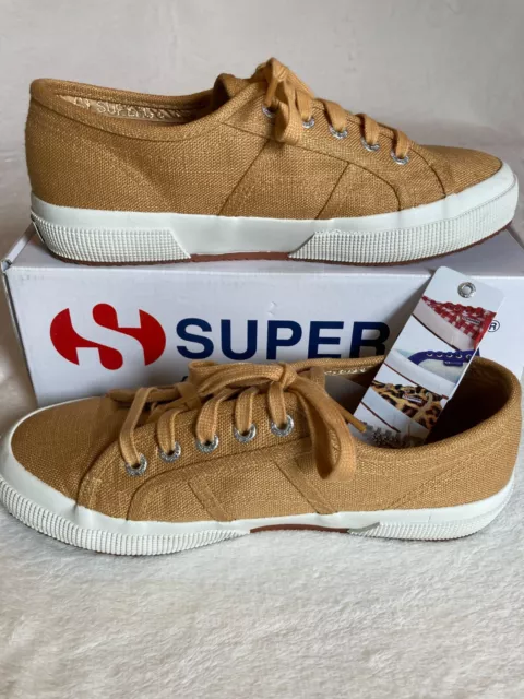 NEW! SUPERGA Women's Sneakers Shoes 2750 LINU 7.5 Gold Linen  2