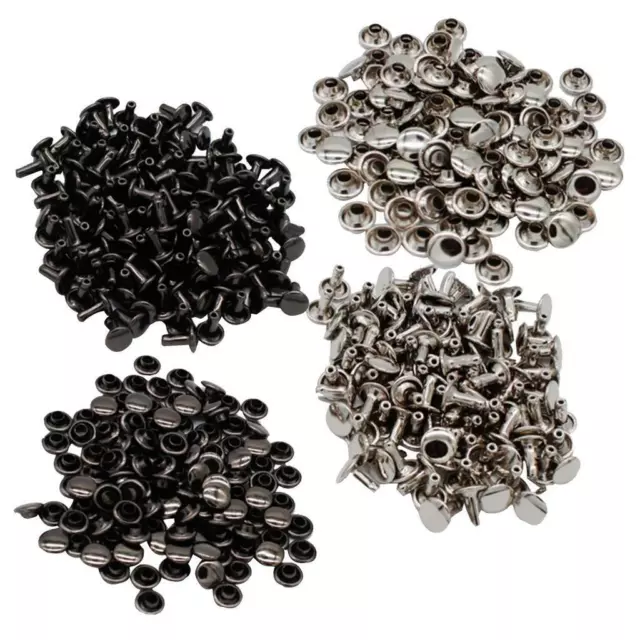 100pcs Rivets Tubulaires Double Face pour Sacs à Chapeau En Cuir Décor 8x8cm 2