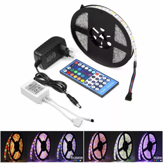 LED Strip Light Tape Lights 5m 5050 RGBW Colour Changing 40Key Remote 12V Power