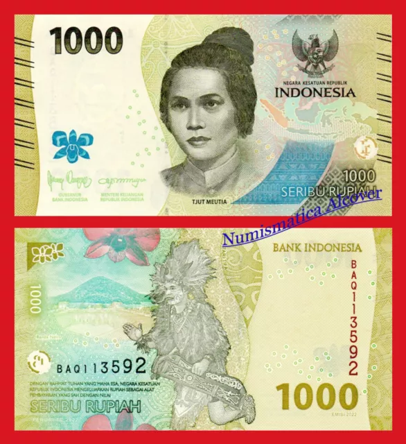 INDONESIA 1000 Rupiah rupias 2022 Pick NEW SC / UNC