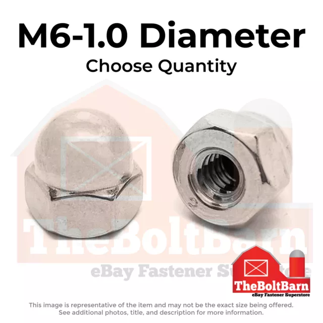 M6-1.0 Stainless Steel Acorn Nuts (Choose Qty)