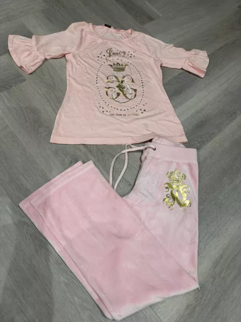 JUICY COUTURE Girls Pink Tracksuit Joggers Top Set Age 8 NWT