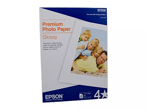Epson Premium Glossy Photo Paper A3 20 Sheets 255gsm C13S041288 Genuine New