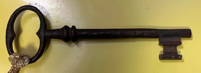 Large Antique 18th century French Iron Steel Skeleton Key for Door Nice Patina