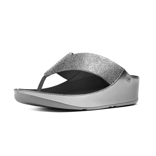 New Wmns Fitflop Crystall Silver Thong Sandal Size 5 2