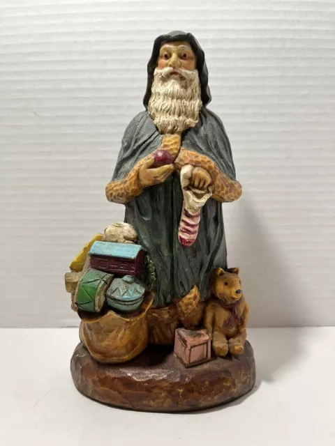 Old World Style Faux Carved Wood-Look Santa Claus 8” Father Christmas Primitive