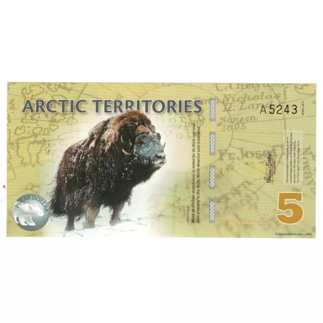 [#241275] Billete, Dollar, 2012, Estados Unidos, 5 DOLLAR ARTIC TERRITORIES, UNC