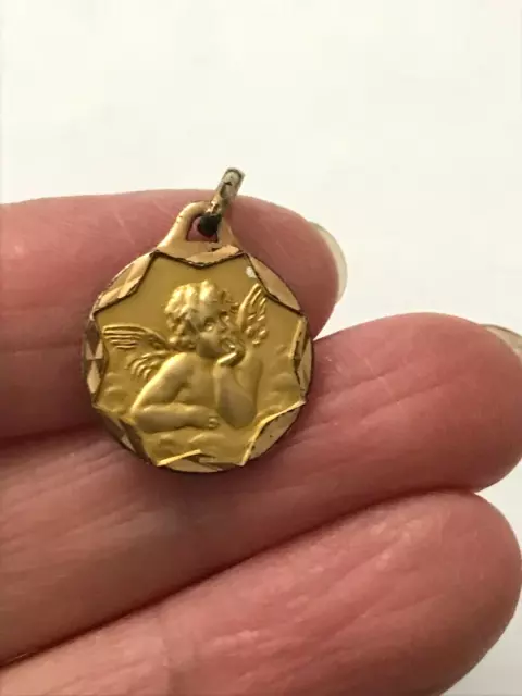 Ancien Pendentif en plaqué or ORIA Chérubin Ange Angelot