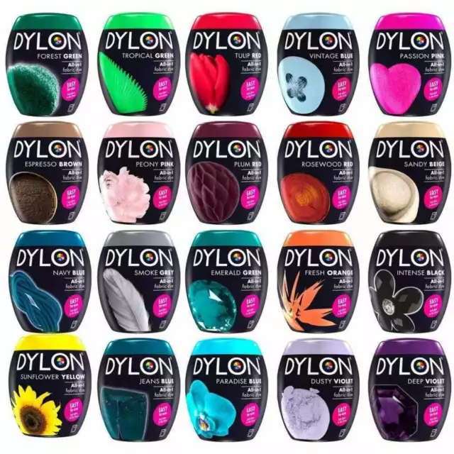 Dylon Washing Machine / Hand Fabric & Clothes Dye Pod 350g Powder 22 Colours