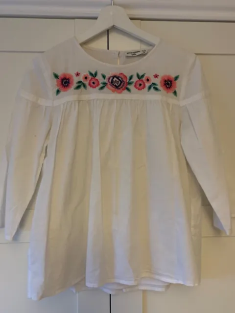 Girls Abercrombie Fitch A&F White Embroidered Top Blouse Age 15 16 Years Cotton