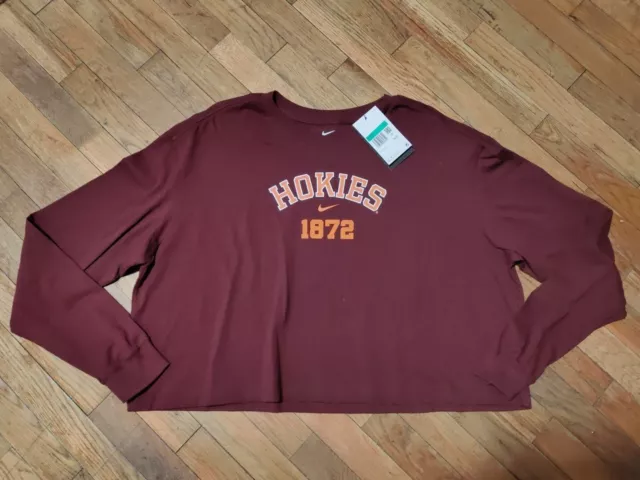 NWT Nike Women's Virginia Tech Hokies Cropped Long Sleeve Xlarge NCAA New