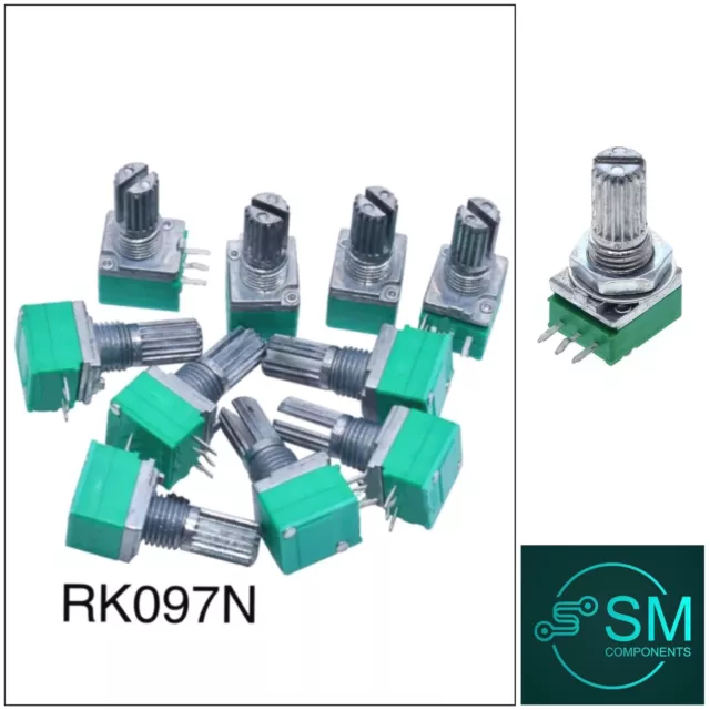 10PCS RK097N Linear Sealed Potentiometer 5K,10K,20K,50K,100K 3pins 15mm Shaft