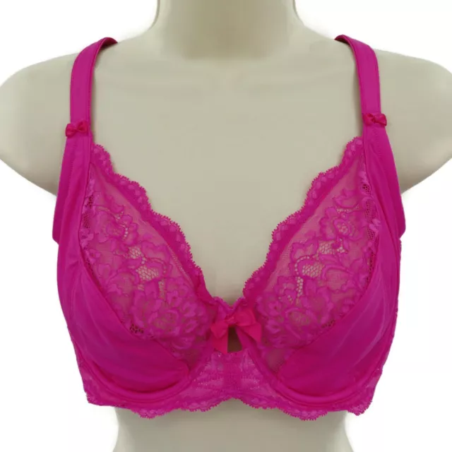 Olga 40C Pink GI9711A Flirty Bra Lace Unlined Full Figure Underwire Floral Lace