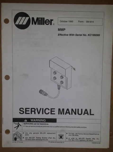 Miller Service Manual Mmp  Manual Mig Welder Pulse Pendant