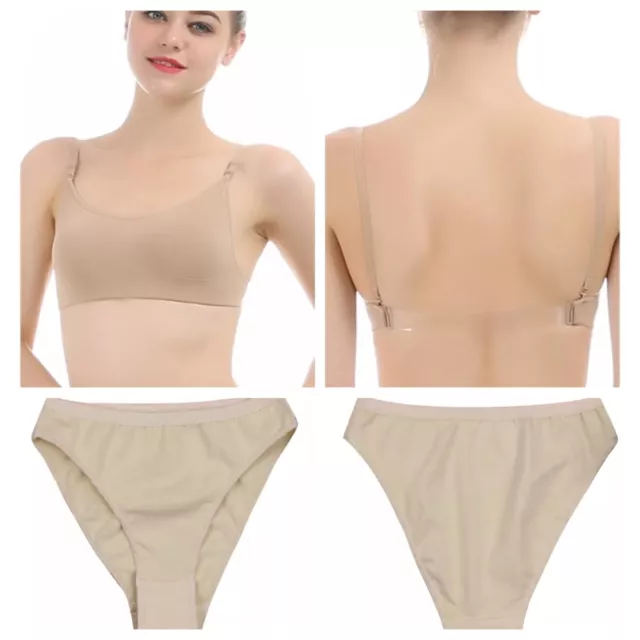 Professional Backless Dance Bra.Includes Free Clear Straps.Nude Flesh  Skin.UK